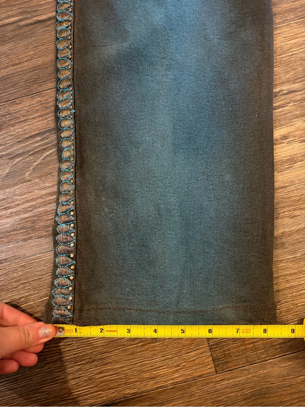 Brazil Roxx Women’s Y2K Western Bling Blue & Brown Patina Wash Jeans BR 44/US 8 - Picture 7 of 9